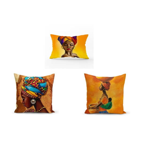 Комплект от 3 калъфки за възглавници African Culture, 45 x 45 cm - Minimalist Cushion Covers