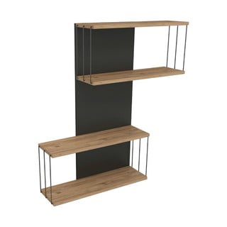 Двоен рафт от бор в антрацит и естествен цвят 65 cm Destan - Kalune Design