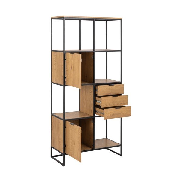 Черна етажерка в дъб 85x183 cm Swindon - Actona-image-3