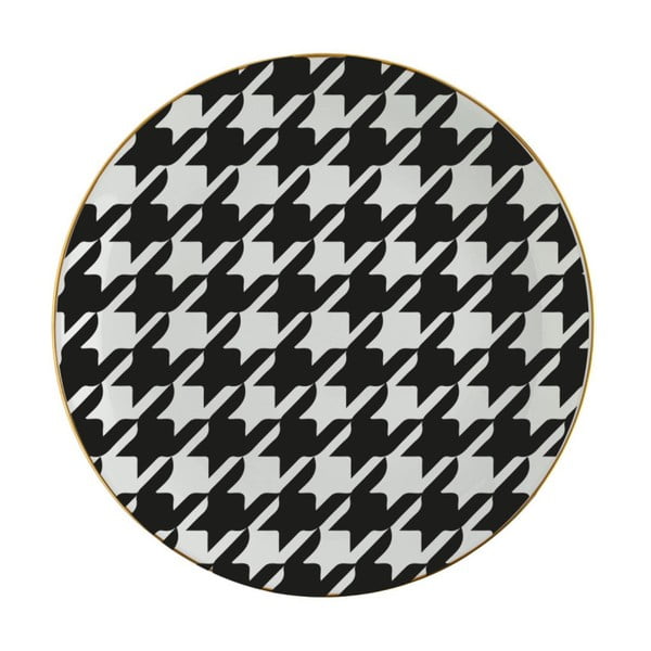 Černobílý porcelánový talíř Vivas Goose, Ø 23 cm