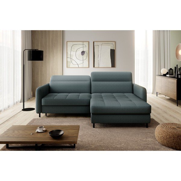 Сиво-зелен кадифен разтегателен ъглов диван с място за съхранение (десен ъгъл) Gomsi – ELTAP-image-3