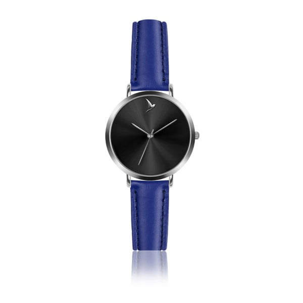 Dámské hodinky s modrým páskem z pravé kůže Emily Westwood Black