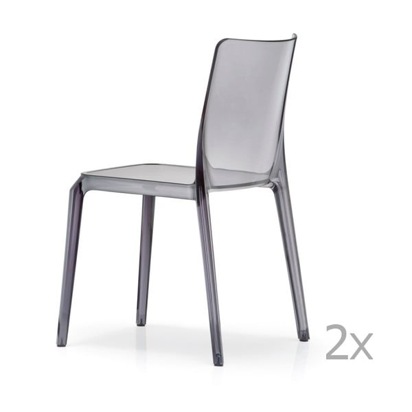 Sada 2 transparentních šedých jídelních židlí Pedrali Blitz