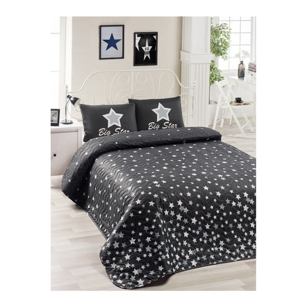Комплект от черна покривка за легло и калъфка за възглавница Mismo Cula, 160 x 220 cm - Mijolnir