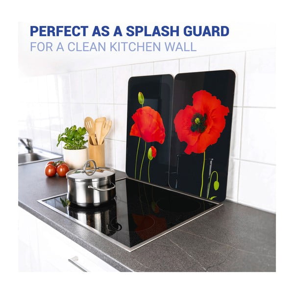 Капаци за печка в комплект от 2 броя от закалено стъкло 52x30 cm Poppy - Maximex-image-2