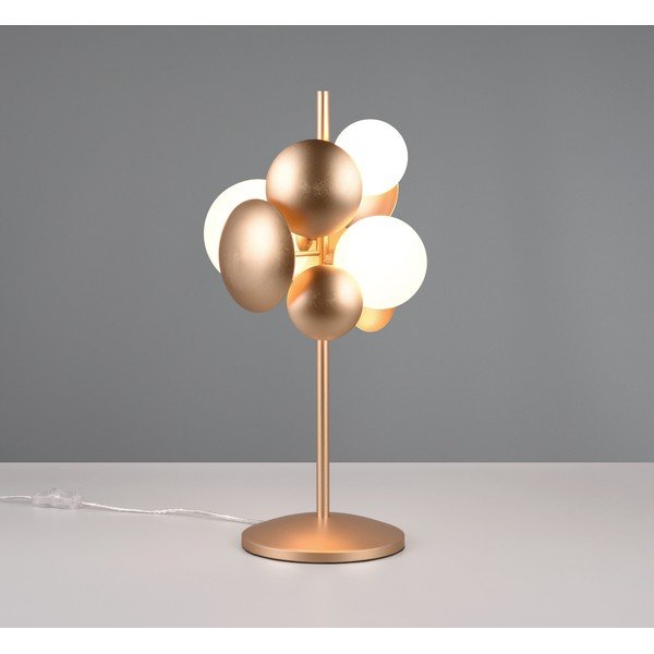Настолна лампа със стъклен абажур в златисто и бяло (височина 50 cm) Bubble - Trio Select-image-1
