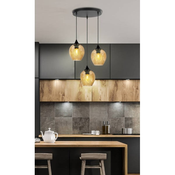 Черно висящо осветително тяло със стъклен абажур Aspa - Candellux Lighting-image-1