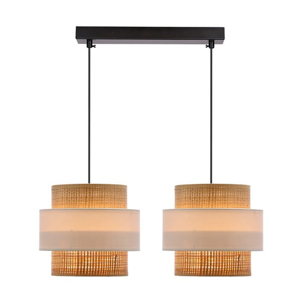 Висяща лампа с абажур от ратан в бял и естествен цвят ø 20 cm Rattan - Candellux Lighting-image-1