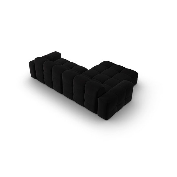 Ъглов диван от черно кадифе (ляв ъгъл) Kendal - Micadoni Home-image-4