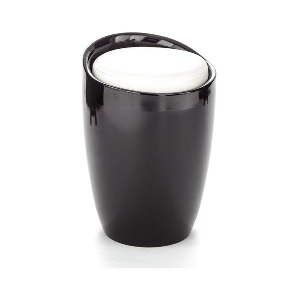 Черно-бяла табуретка с място за съхранение Възглавница - Tomasucci