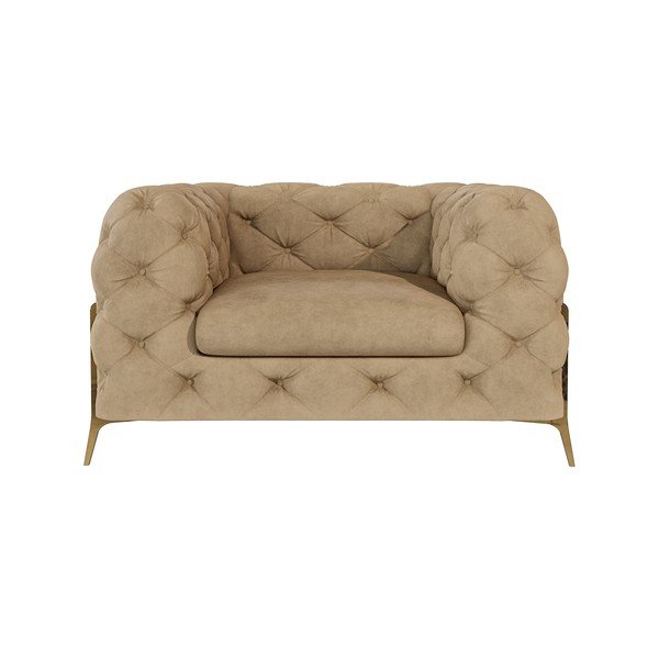 Светлокафяво кадифено кресло Chelsea Bis – Ropez-image-1