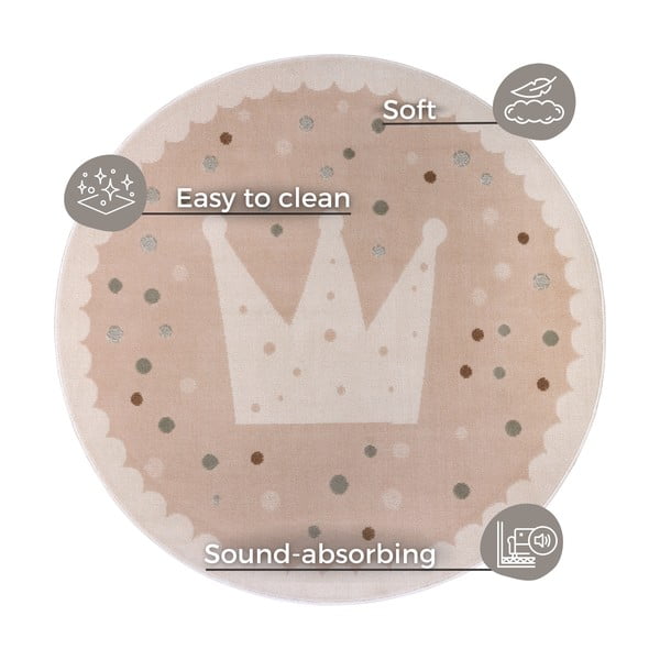 Бежов детски килим ø 100 cm Crown - Hanse Home-image-4