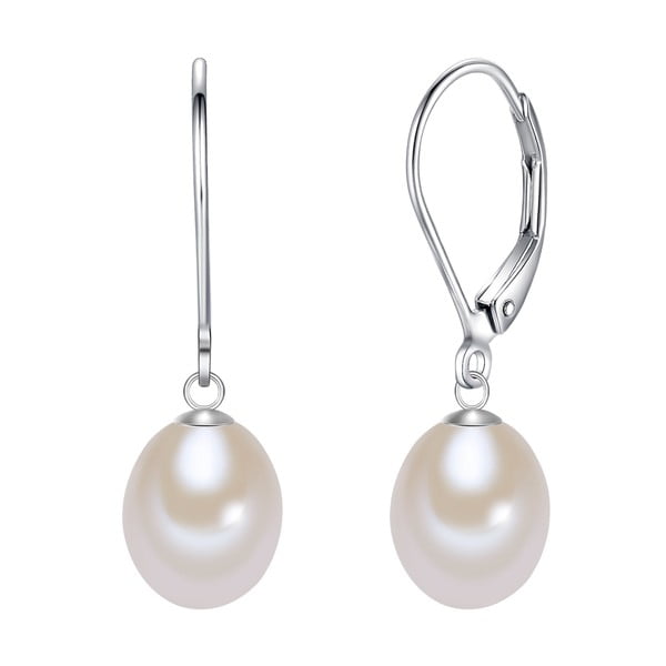 Bílé perlové náušnice s kroužkem Chakra Pearls