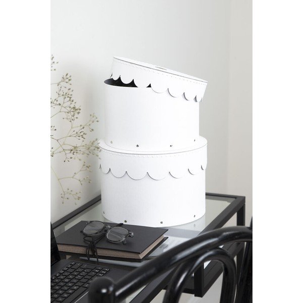 Бели картонени кутии за съхранение в комплект 2 бр. с капаци ø 26x17,5 cm Wilma Paper Laminate – Bigso-image-2