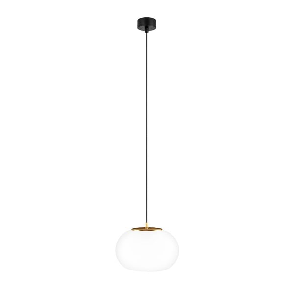 Бяла висяща лампа с черен кабел и златни детайли Dosei - Sotto Luce