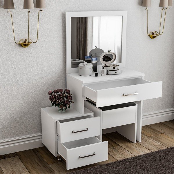 Бяла дървена тоалетка Alacati - Kalune Design-image-1