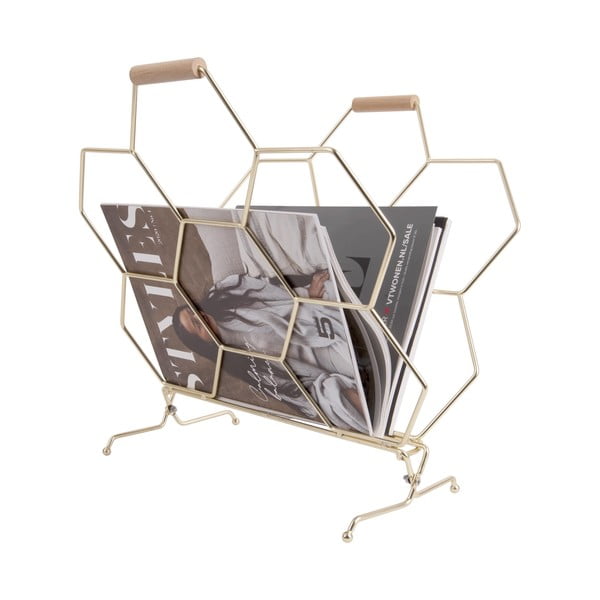 Метална стойка за списания в златисто Honeycomb - PT LIVING