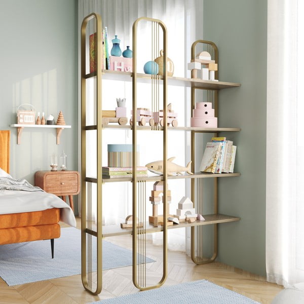 Стелаж от декор от бор в златист цвят 125x180 cm Sierra – Kalune Design-image-3