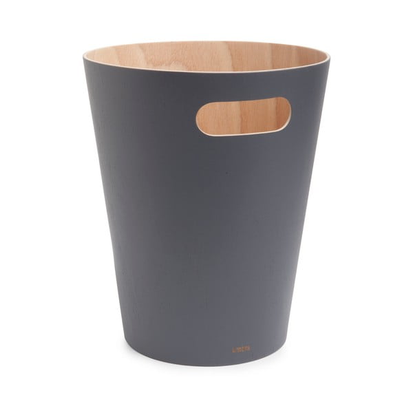 Тъмносиво дървено кошче за боклук 7,5 l Woodrow – Umbra