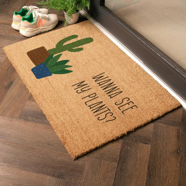 Изтривалка от кокосови влакна 40x60 cm Wanna See My Plants – Artsy Doormats-image-1