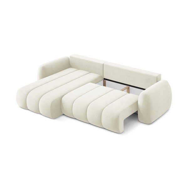 Бежов разтегателен ъглов диван с място за съхранение от букле (ляв ъгъл) Pele – Makamii-image-3