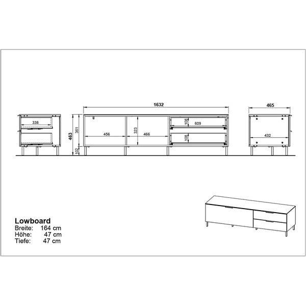 ТВ масичка в сиво и бежово от орех 164x47 cm California - Germania-image-3