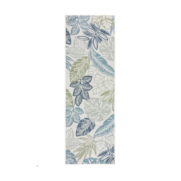 Зелено-син килим за открито и закрито 80x230 cm Bella Leaf – Flair Rugs