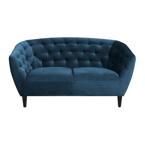 Тъмносин кадифен диван , 150 см Ria - Actona