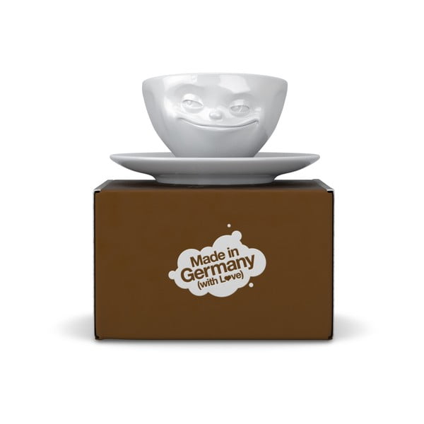 Бяла порцеланова чаша за кафе Smiley, обем 200 ml - 58products-image-1