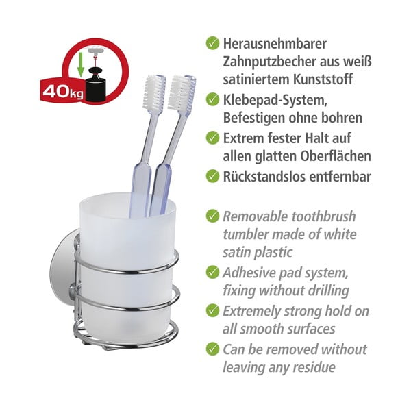 Сив самозалепващ се комплект аксесоари за баня от неръждаема стомана Turbo-Loc – Wenko-image-4