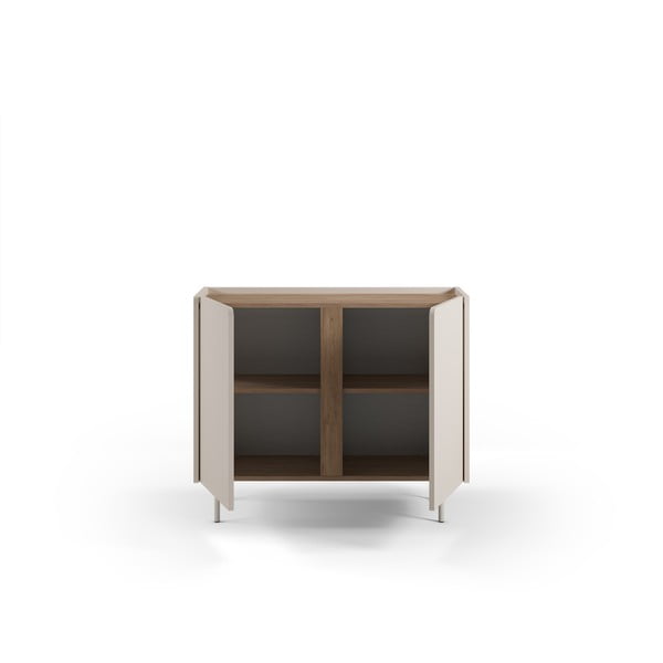 Кремаво-естествено шкафче от декор от дъб  100x82,5x40 cm Lucile – Marckeric-image-3