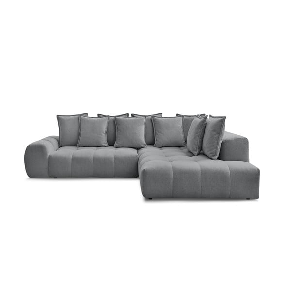 Тъмносив шенилов сгъваем/с място за съхранение ъглов диван (десен ъгъл/L форма) Everest – Bobochic Paris