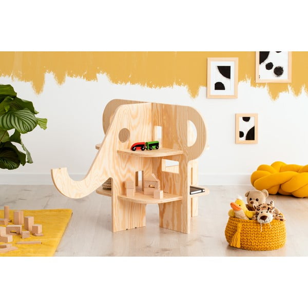 Детски шкаф за книги с декор от бор в естествен цвят 90x60 cm Elephant - Adeko-image-1