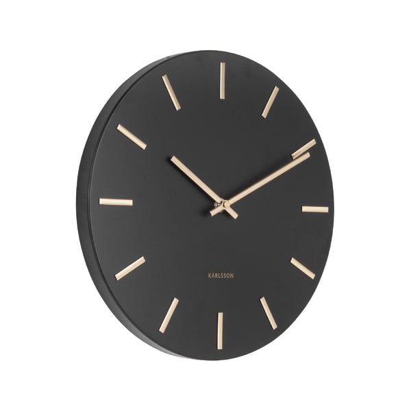 Черен стенен часовник със златни стрелки, ø 30 cm Charm - Karlsson-image-1