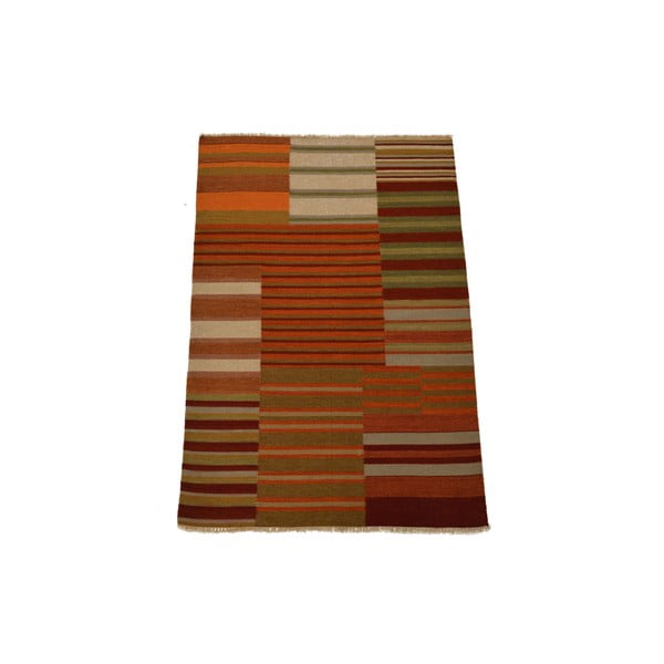Ručně tkaný koberec Orange Beige Stripes, 140x200 cm