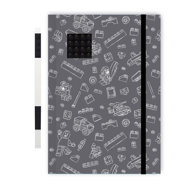 Černobílý zápisník A5 s černým perem LEGO®, 96 stran-image-1