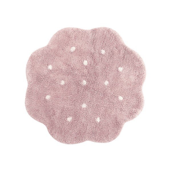 Розов ръчно изработен памучен детски килим подходящ за пране ø90 cm Mini Biscuit Vintage Nude – Lorena Canals