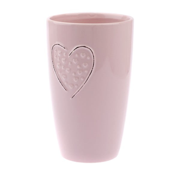 Розова керамична ваза Hearts Dots, височина 22 cm - Dakls