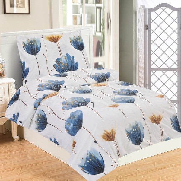 Тъмносиньо единично  спално бельо от микроплюш 140x200 cm Marbella – My House