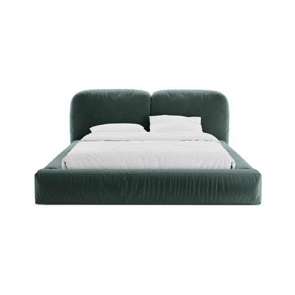 Двойно легло тапицирано с място за съхранение и включена подматрачна рамка в петролен цвят 160x200 cm Martina – Micadoni -image-4