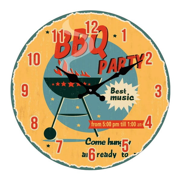Стъклен часовник за барбекю парти, 34 см - Postershop