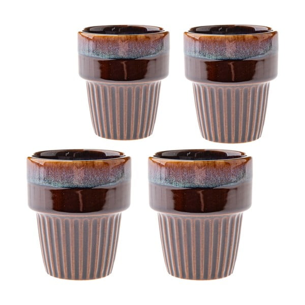 Кафяви глинени чаши в комплект 4 бр. за еспресо 100 ml Tone – Dakls