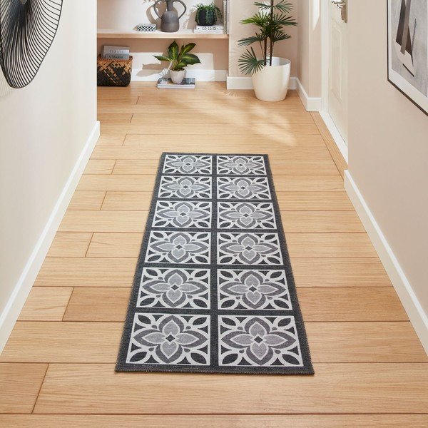 Тъмносива пътека подходяща за пране 76x230 cm Victoria Grey – Think Rugs-image-1