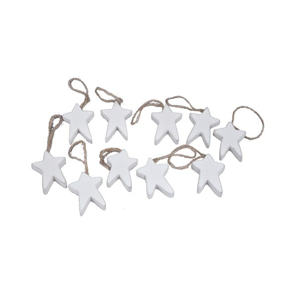 Комплект от 10 бели дървени орнамента Морска звезда, 3,5 x 5 cm - Ego Dekor