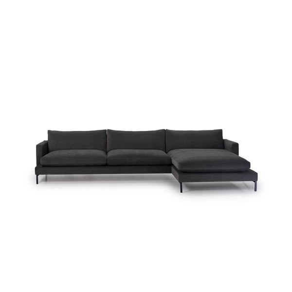 Ъглов диван в черно и сиво (десен ъгъл) Leken - Scandic