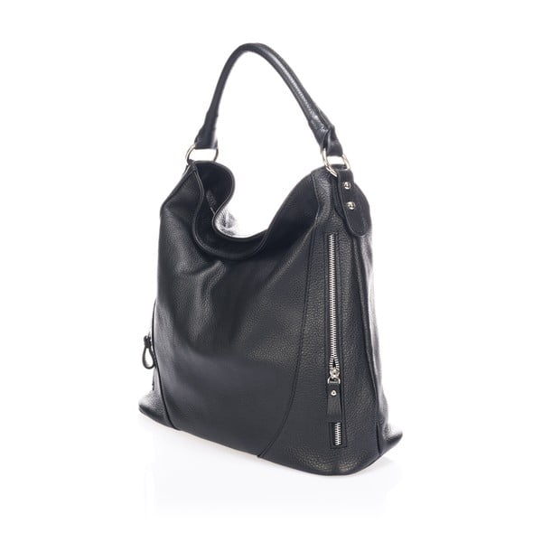 Черна кожена чанта Savino - Markese-image-1