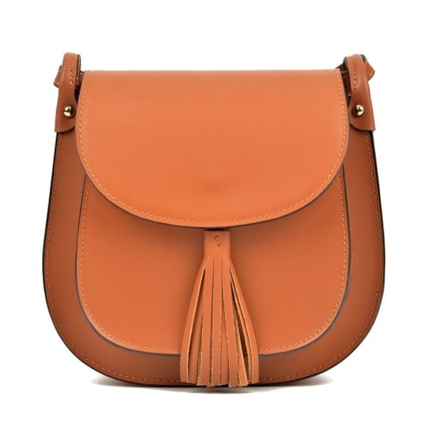 Кафява кожена чанта в цвят коняк Tess - Anna Luchini