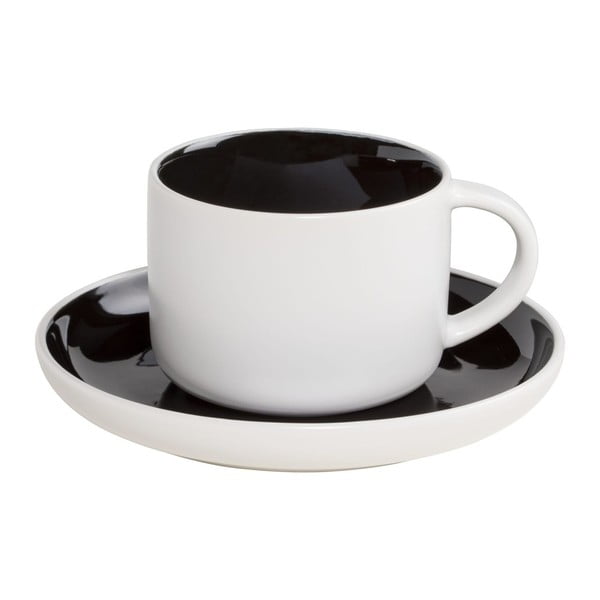 Черно-бяла порцеланова чаша с чинийка Maxwell & Williams Tint, 240 ml - Maxwell & Williams