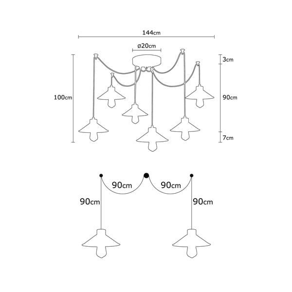 Висящо осветително тяло с метален абажур ø 114 cm Manavgat – Opviq lights-image-2