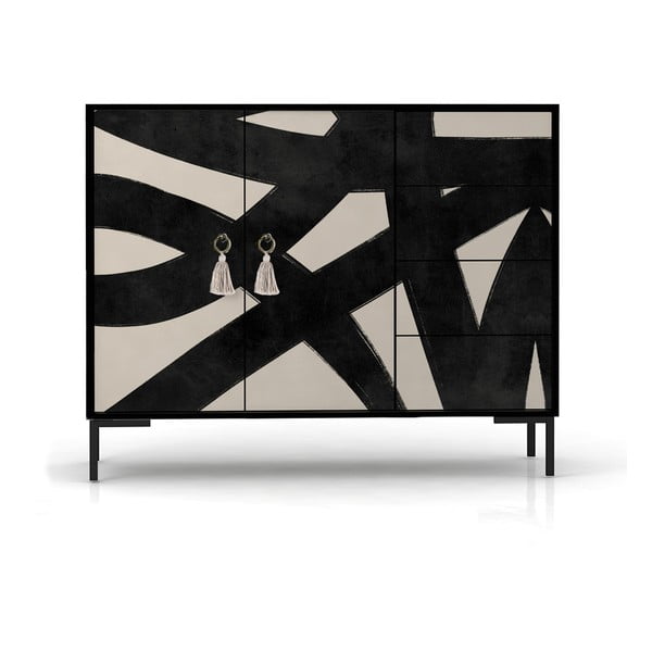 Нисък скрин в черно и бежово 113x84 cm Wilma - Really Nice Things